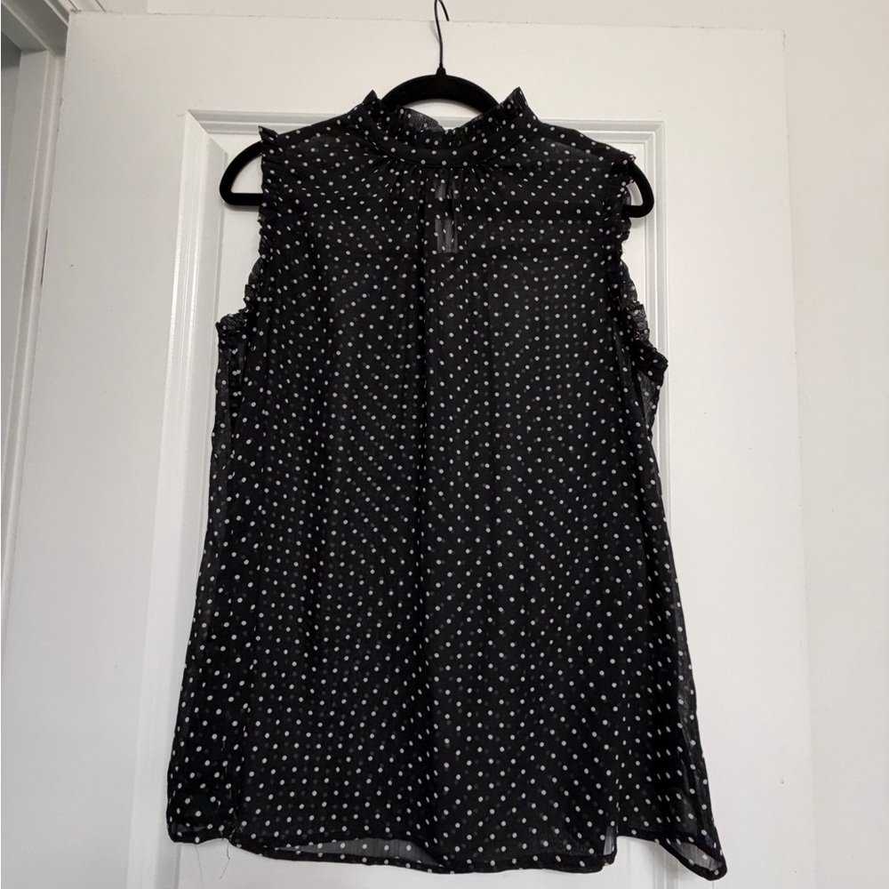 Who What Wear Black and White Polka Dot Blouse